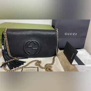 Gucci Soho Disco GG Black Chain Crossbody Bag